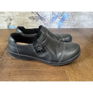 Clarks Women’s Black Leather Cheyn Madi Slip On Loafer Shoes Size 10 M